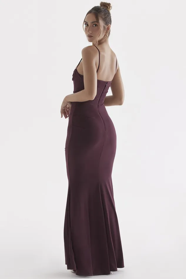 House Of CB MilenaDark Cherry Corset Maxi Dress Dark Women Corset Dresses