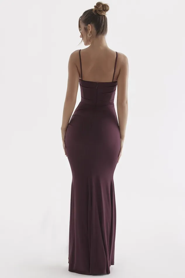 House Of CB MilenaDark Cherry Corset Maxi Dress Dark Women Corset Dresses