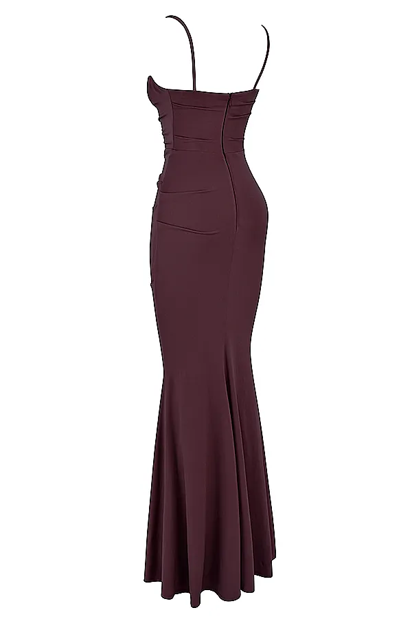 House Of CB MilenaDark Cherry Corset Maxi Dress Dark Women Corset Dresses