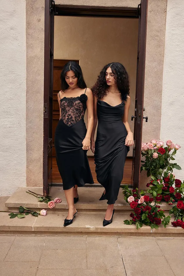 House Of CB NikitaBlack Satin And Lace Corset Dress 8211 SALE Black Women Corset Dresses