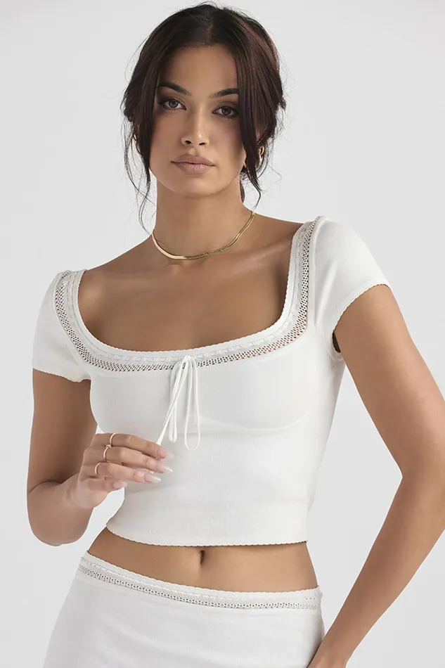 House Of CB NolaIvory Dainty Rib Knit Top 8211 SALE Ivory Women Tops
