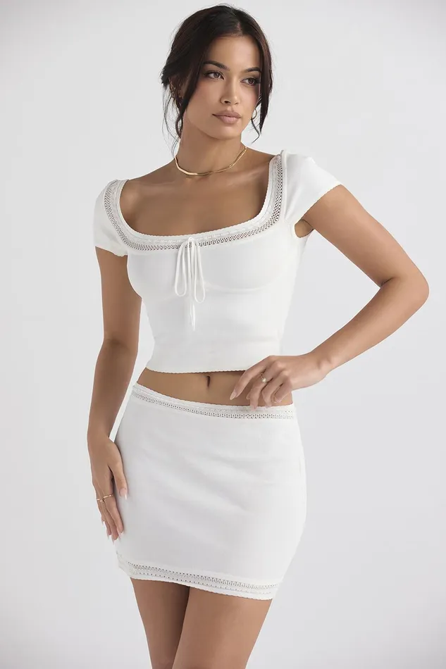 House Of CB NolaIvory Dainty Rib Knit Top 8211 SALE Ivory Women Tops