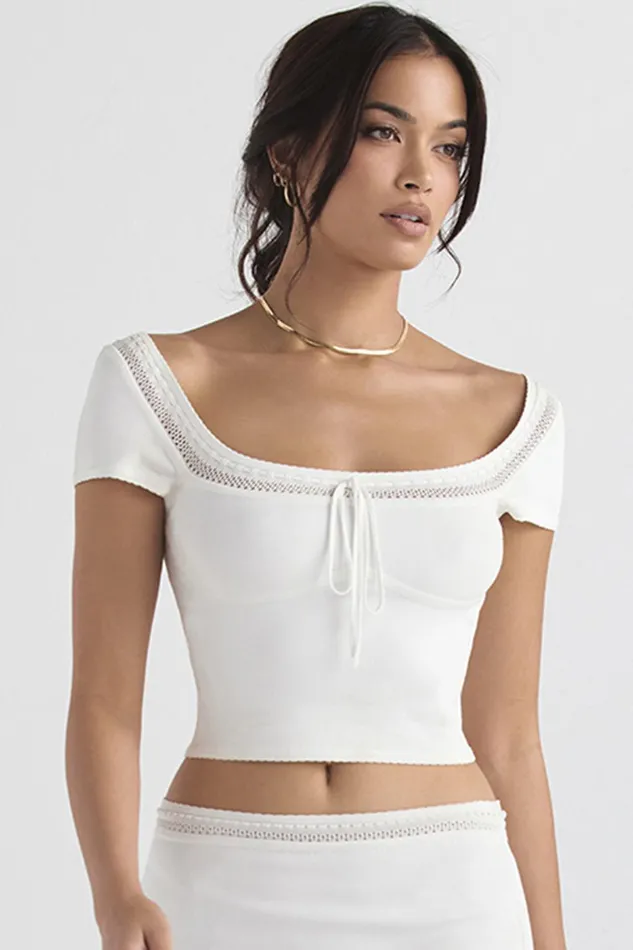 House Of CB NolaIvory Dainty Rib Knit Top 8211 SALE Ivory Women Tops