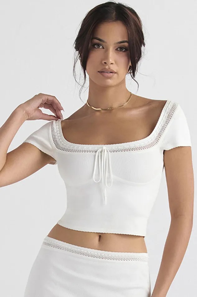House Of CB NolaIvory Dainty Rib Knit Top 8211 SALE Ivory Women Tops