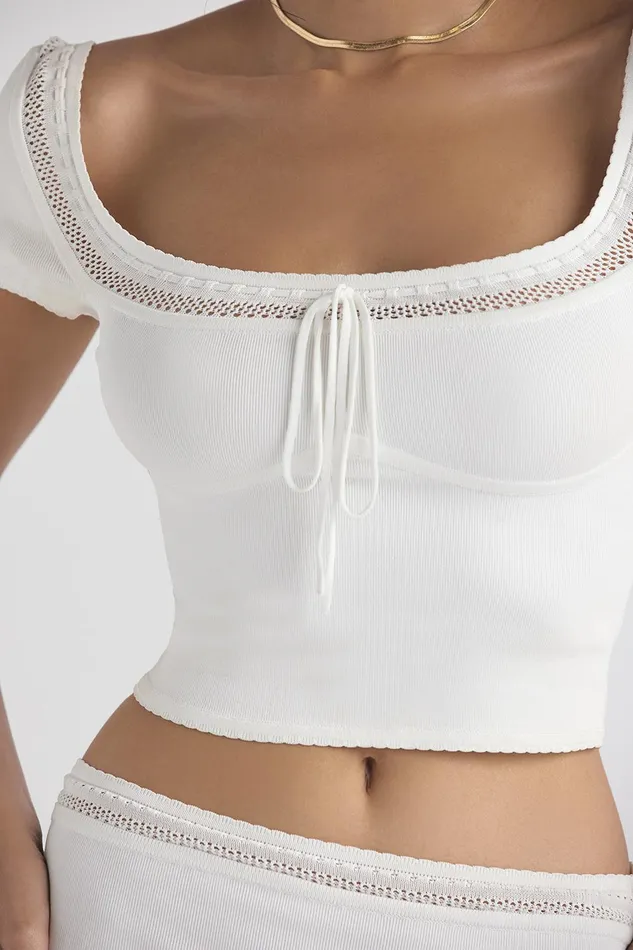 House Of CB NolaIvory Dainty Rib Knit Top 8211 SALE Ivory Women Tops