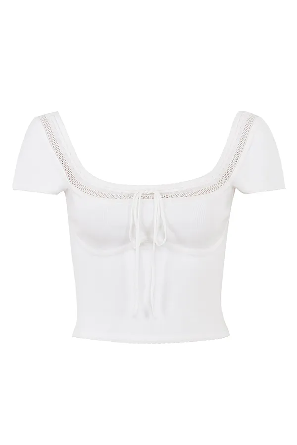 House Of CB NolaIvory Dainty Rib Knit Top 8211 SALE Ivory Women Tops