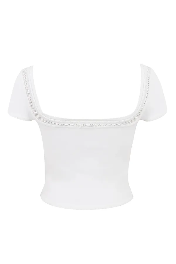 House Of CB NolaIvory Dainty Rib Knit Top 8211 SALE Ivory Women Tops