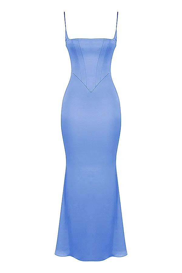 House Of CB OlivettePeriwinkle Satin Corset Maxi Dress 8211 SALE Periwinkle Women Bodycon Dresses