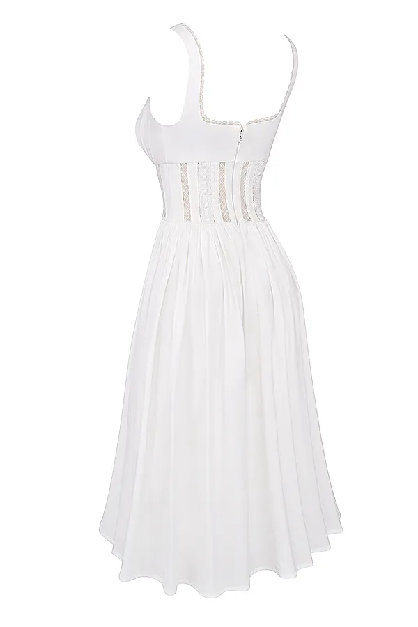 House Of CB PerleWhite Lace Trim Midi Dress White Women Midi Dresses