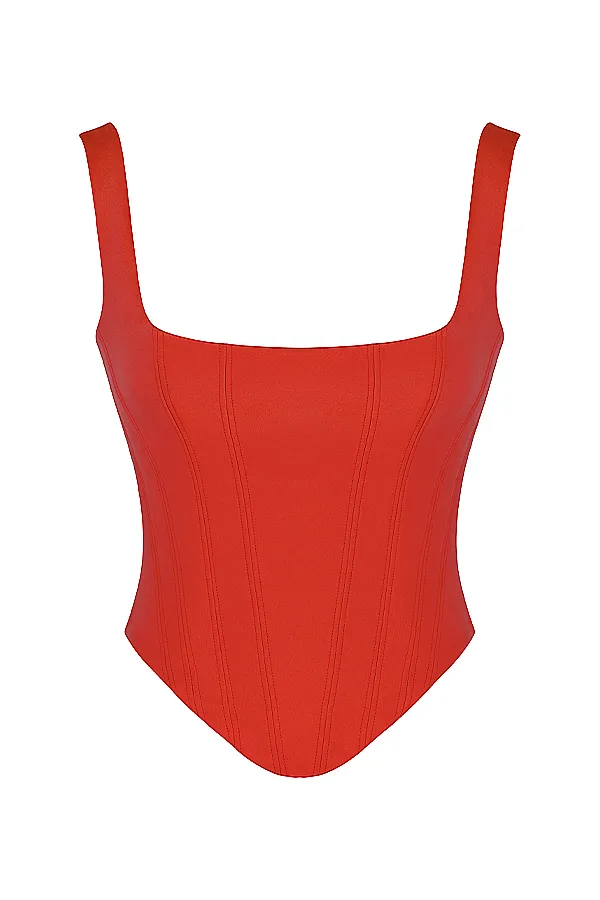 House Of CB RafaScarlet Satin Longline Corset Scarlet Women Corsets