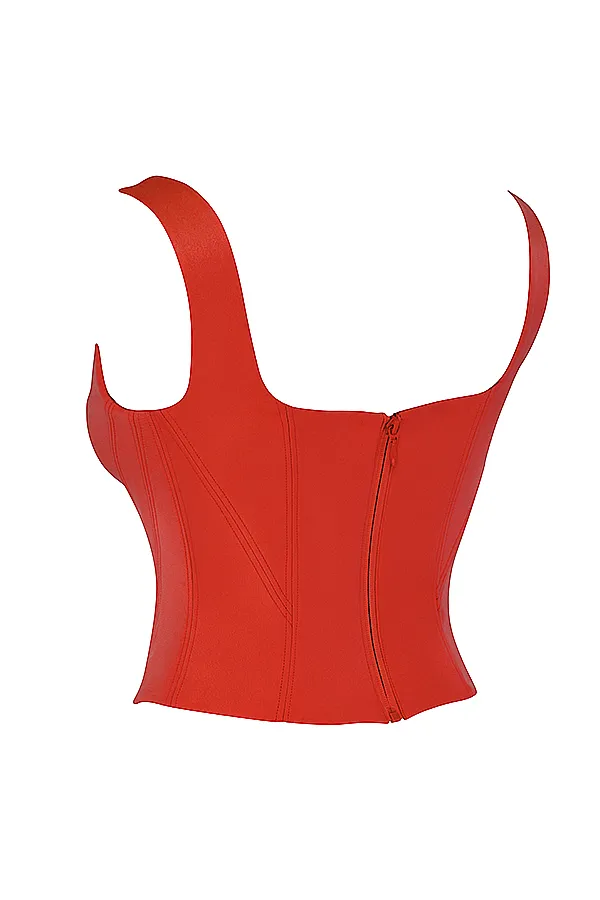 House Of CB RafaScarlet Satin Longline Corset Scarlet Women Corsets