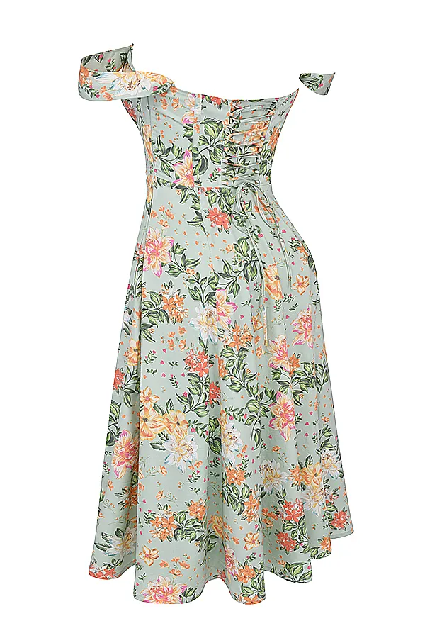 House Of CB SairaLight Jade Print Midi Sundress Light Women Corset Dresses