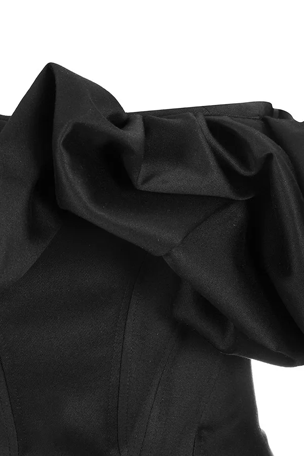 House Of CB SelenaBlack Satin Puff Shoulder Dress Black Women Mini Dresses