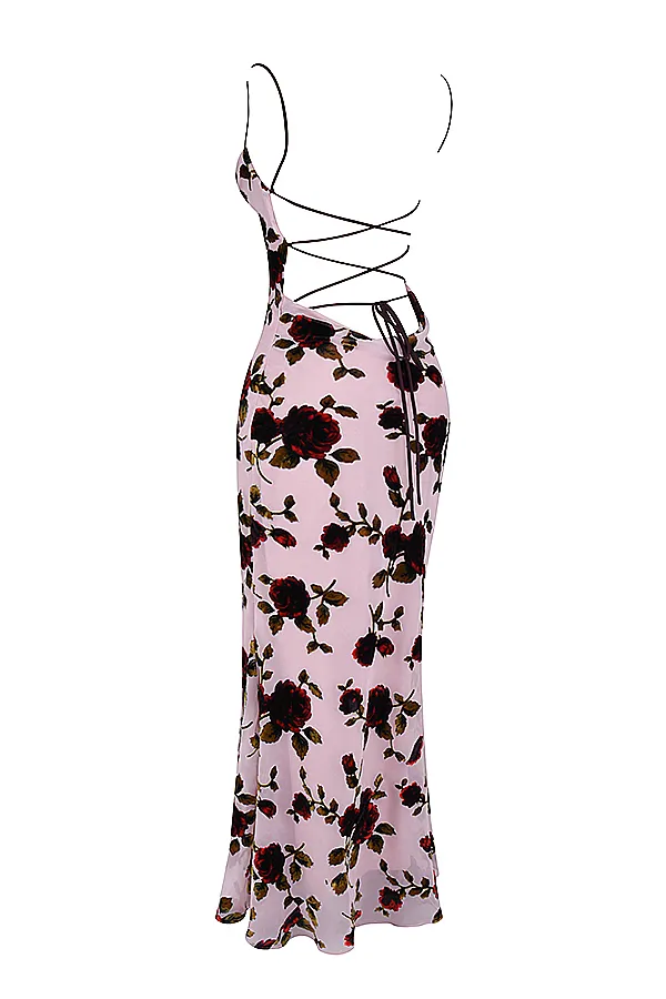 House Of CB SerenaPink Devore Maxi Dress Pink Women Bodycon Dresses