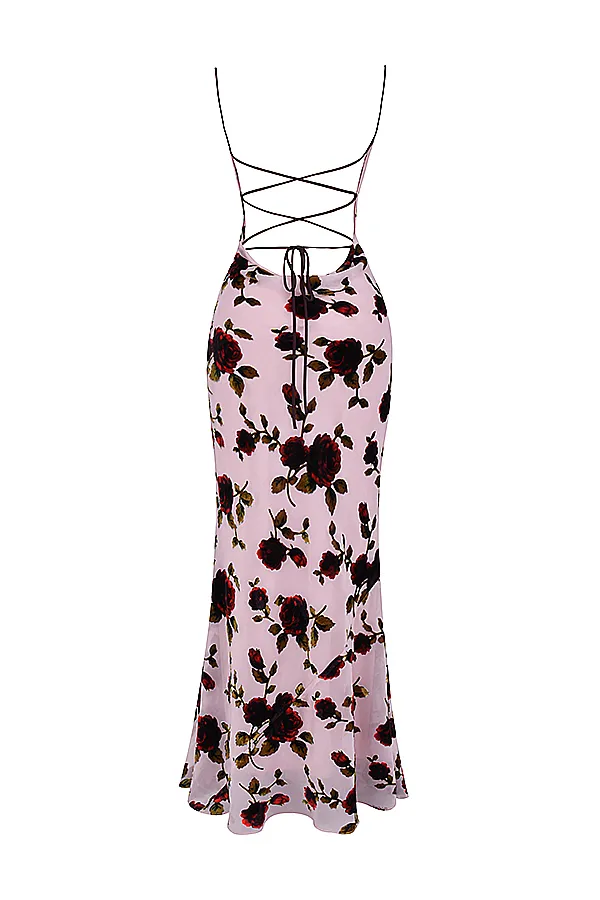 House Of CB SerenaPink Devore Maxi Dress Pink Women Bodycon Dresses