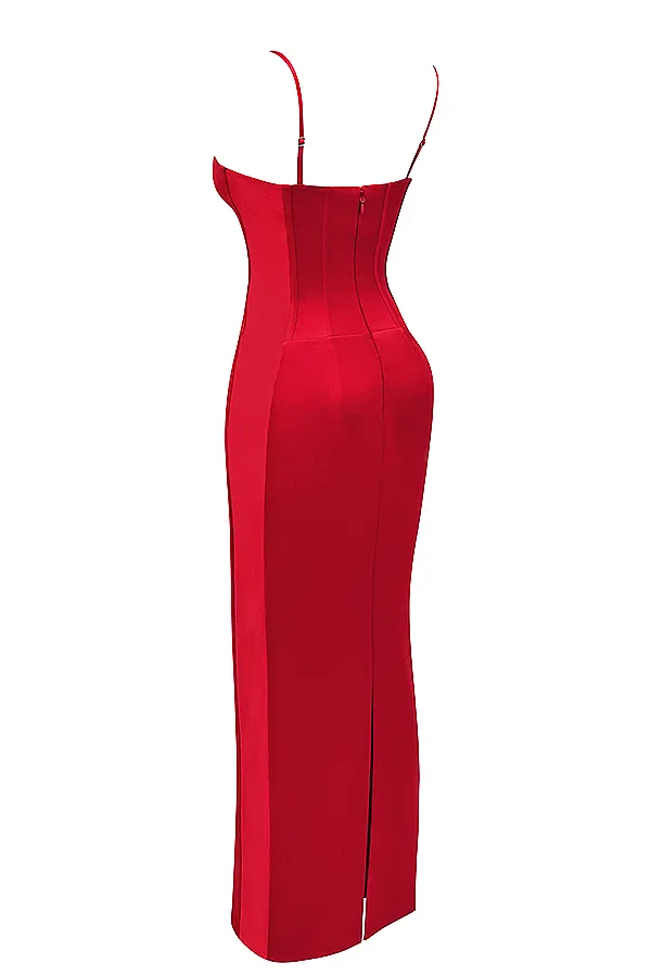 House Of CB ShaniRed Satin Corset Maxi Dress 8211 SALE Red Women Corset Dresses
