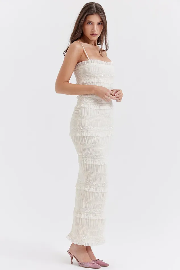 House Of CB SolanaIvory Sequin Pleat Maxi Dress Ivory Women Bodycon Dresses