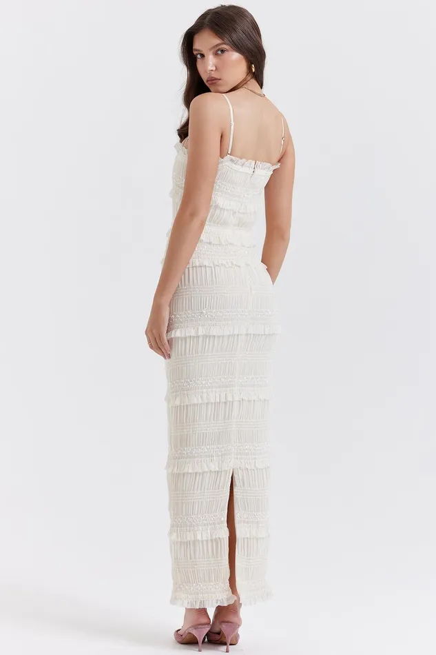 House Of CB SolanaIvory Sequin Pleat Maxi Dress Ivory Women Bodycon Dresses