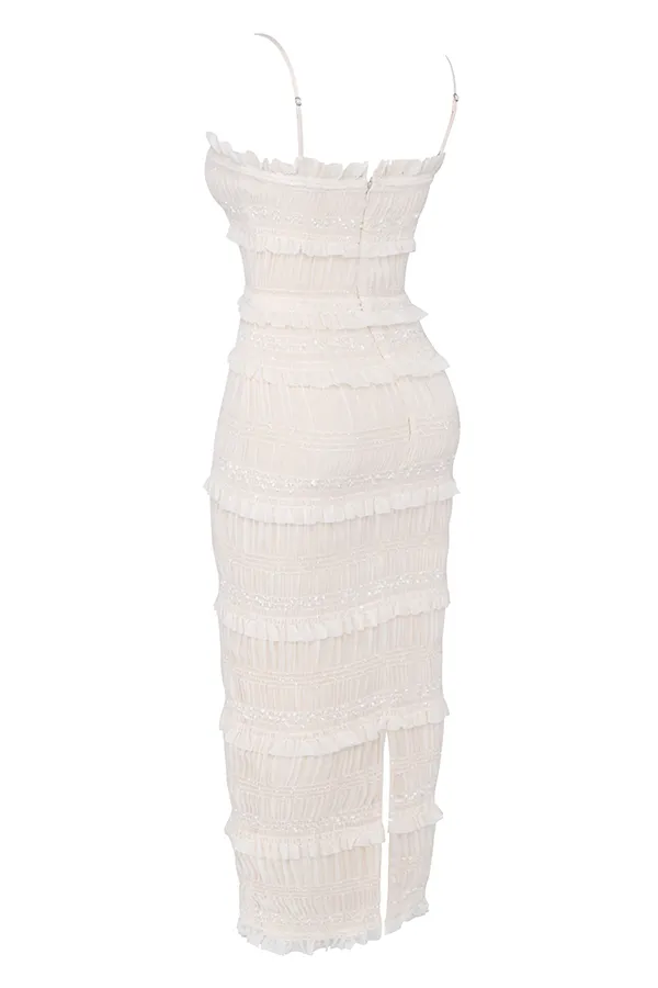 House Of CB SolanaIvory Sequin Pleat Maxi Dress Ivory Women Bodycon Dresses