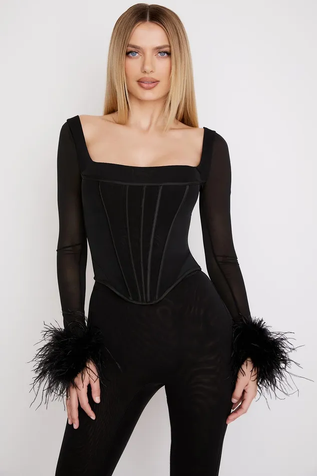 House Of CB StellaBlack Mesh Trimmed Corset 8211 SALE Black Women Corsets