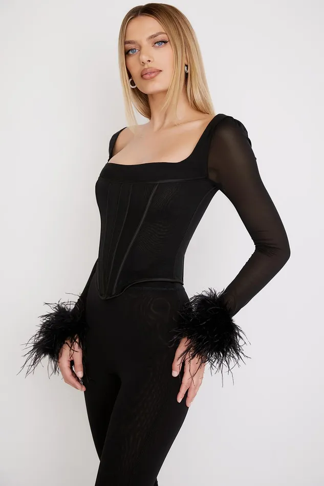 House Of CB StellaBlack Mesh Trimmed Corset 8211 SALE Black Women Corsets