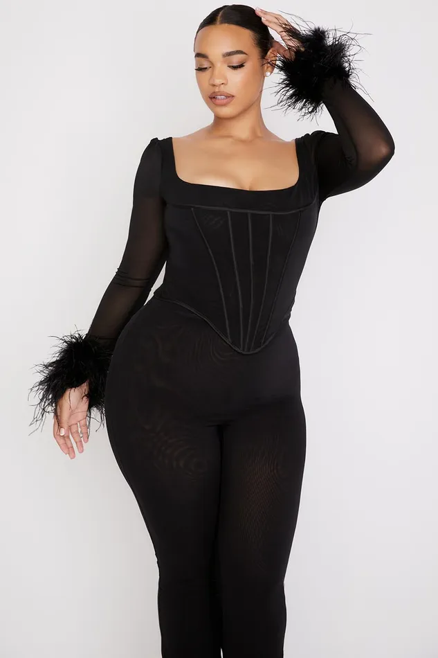 House Of CB StellaBlack Mesh Trimmed Corset 8211 SALE Black Women Corsets