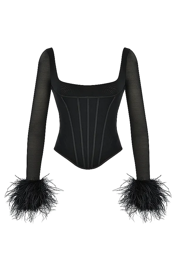 House Of CB StellaBlack Mesh Trimmed Corset 8211 SALE Black Women Corsets