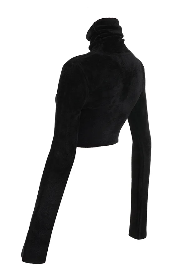 House Of CB SuriBlack Chenille Cropped Top 8211 SALE Black Women Tops