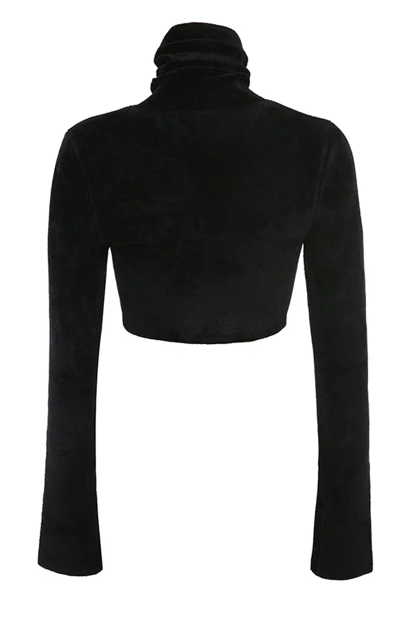 House Of CB SuriBlack Chenille Cropped Top 8211 SALE Black Women Tops