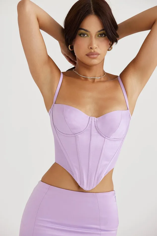 House Of CB TamsinOrchid Satin Corset 8211 SALE Orchid Women Corsets