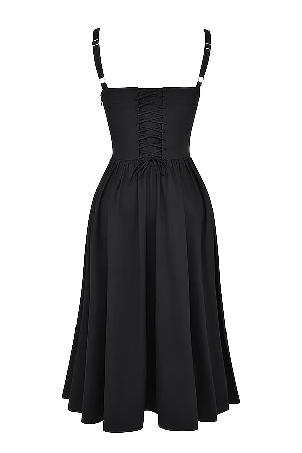 House Of CB TatianaBlack Midi Sundress Black Women Corset Dresses