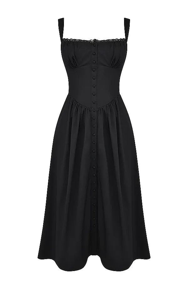 House Of CB TatianaBlack Midi Sundress Black Women Corset Dresses