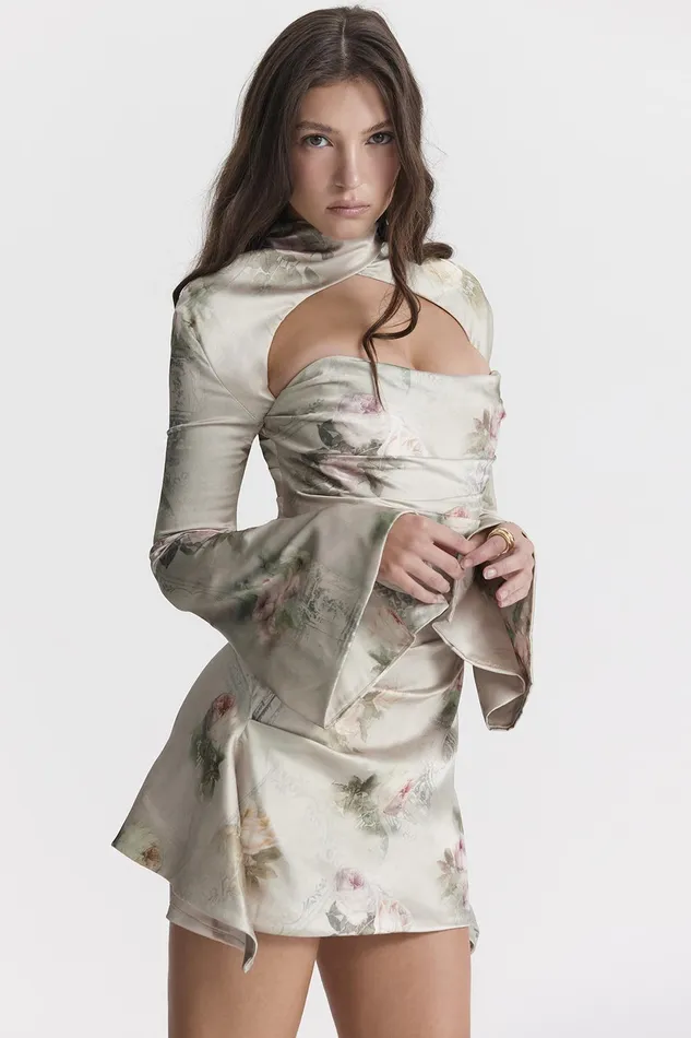 House Of CB ToiraVintage Floral Draped Corset Dress Vintage Women Corset Dresses