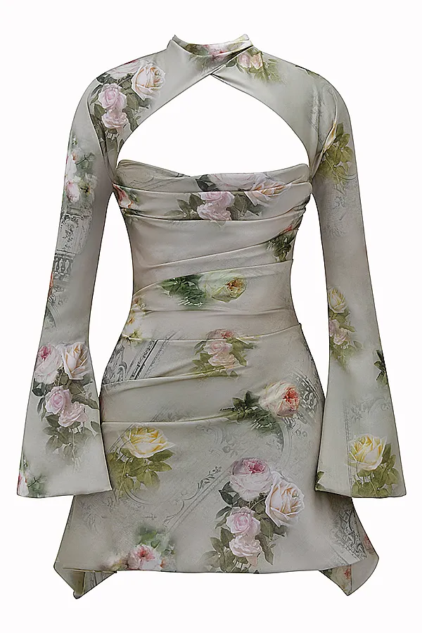 House Of CB ToiraVintage Floral Draped Corset Dress Vintage Women Corset Dresses