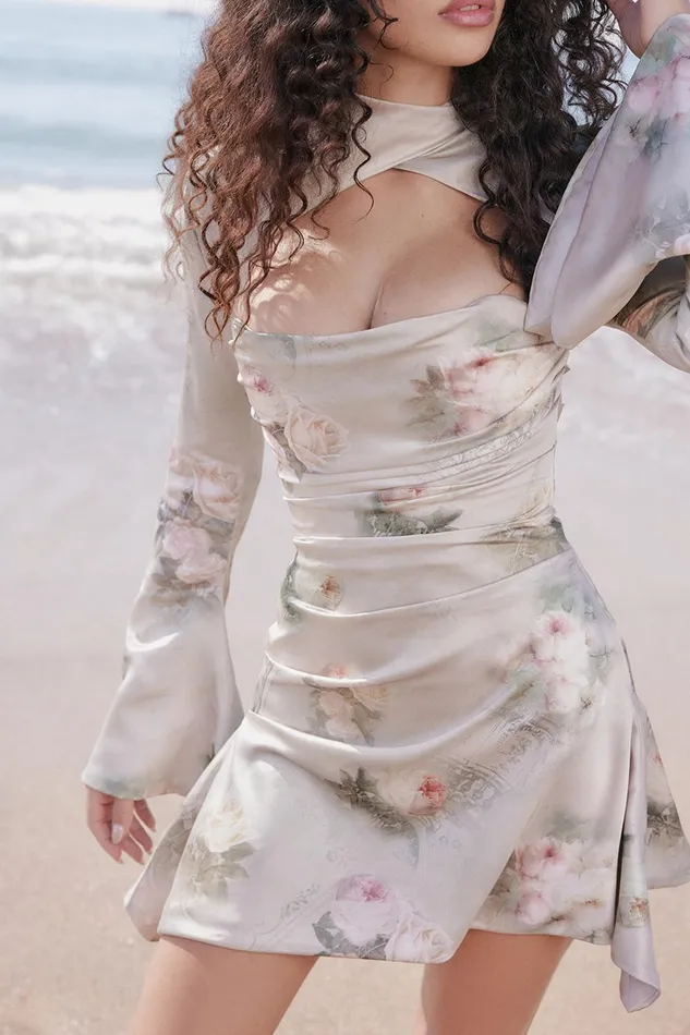 House Of CB ToiraVintage Floral Draped Corset Dress Vintage Women Corset Dresses