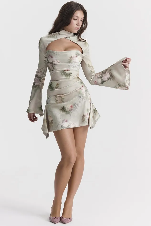 House Of CB ToiraVintage Floral Draped Corset Dress Vintage Women Corset Dresses