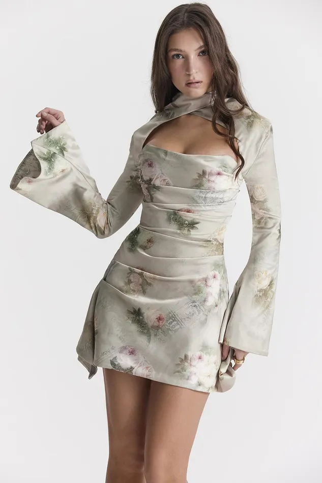House Of CB ToiraVintage Floral Draped Corset Dress Vintage Women Corset Dresses