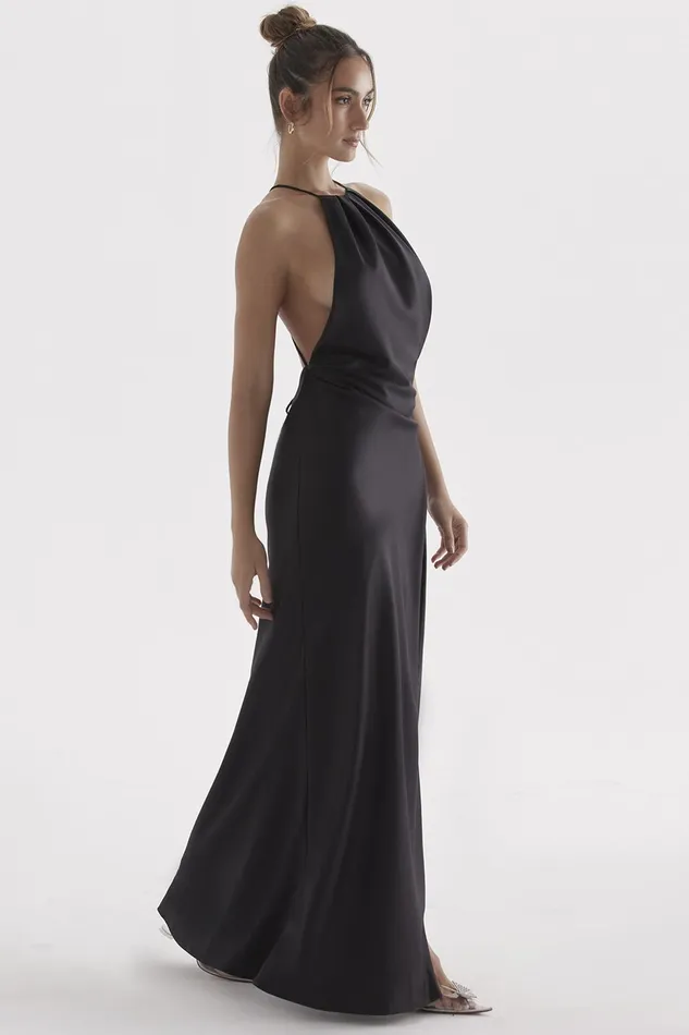 House Of CB ZanabBlack Thigh Slit Maxi Dress Black Women Maxi Dresses