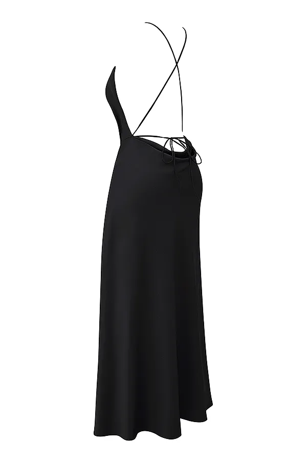 House Of CB ZanabBlack Thigh Slit Maxi Dress Black Women Maxi Dresses