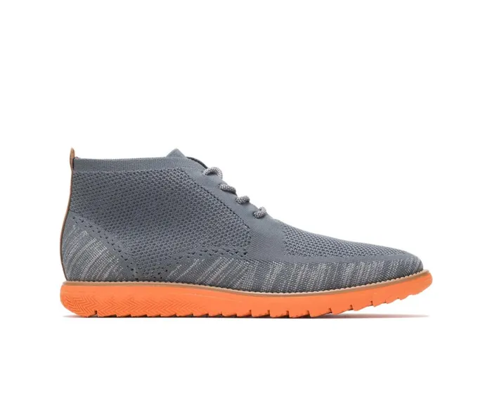 Hush Puppies Boots Men Expert Chukka Knit Dark Grey Multi Knit 8211 Orange Outsole