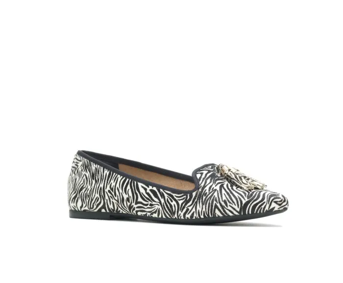 Hush Puppies Flats and SlipOns Women Sadie Tassel SlipOn Zebra Calf Hair Hush Puppies Flats and SlipOns Women Sadie Tassel SlipOn Zebra Calf Hair