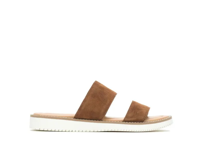 Hush Puppies Sandals Women Briard 2 Band Slide Tan Suede