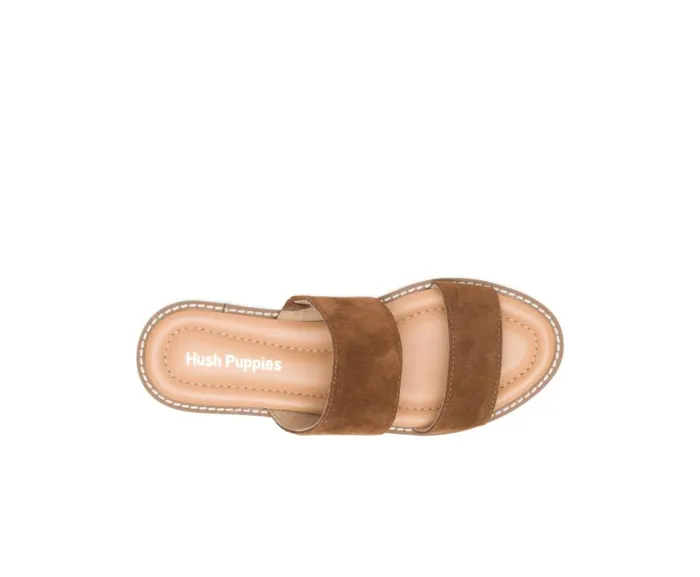 Hush Puppies Sandals Women Briard 2 Band Slide Tan Suede Hush Puppies Sandals Women Briard 2 Band Slide Tan Suede