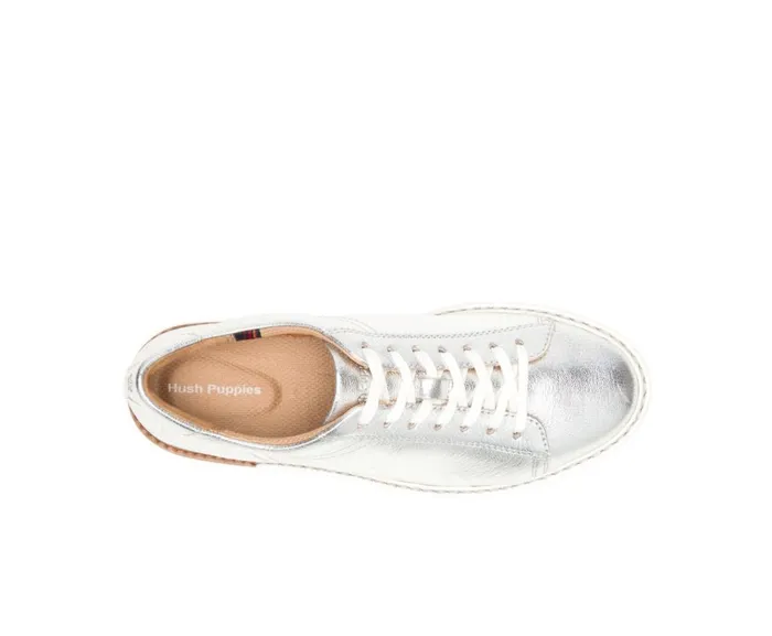 Hush Puppies Sneakers Women Sabine Sneaker Silver Metallic Leather Hush Puppies Sneakers Women Sabine Sneaker Silver Metallic Leather
