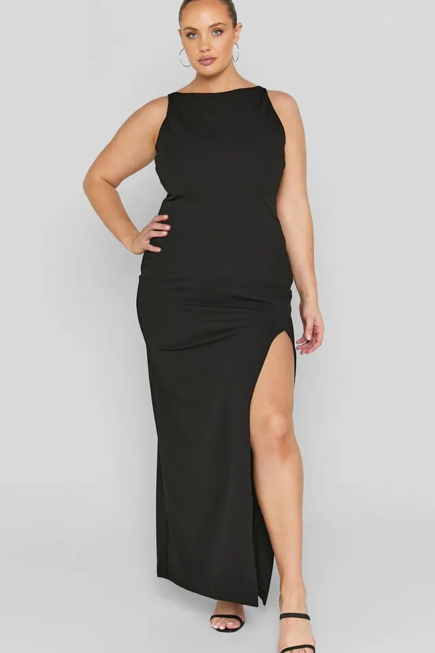Indi Midi Dress 8211 Boat Neck Bodycon Dress In Black Women Showpo Curve Clothes