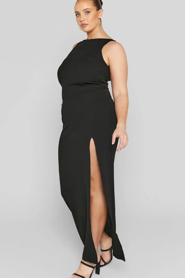 Indi Midi Dress 8211 Boat Neck Bodycon Dress In Black Women Showpo Curve Clothes