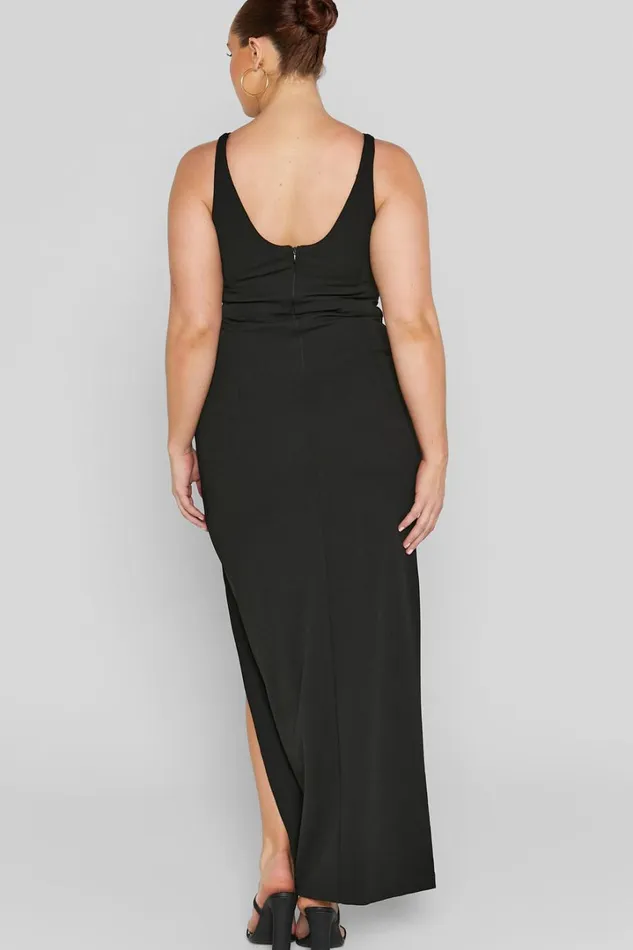 Indi Midi Dress 8211 Boat Neck Bodycon Dress In Black Women Showpo Curve Clothes