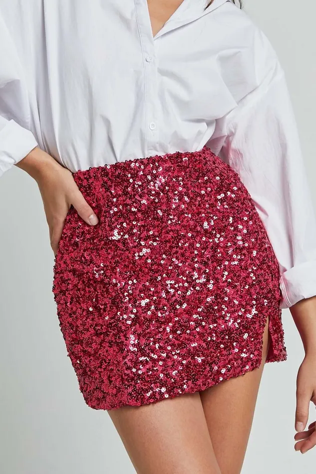 Ingrid Mini Skirt 8211 Sequin Skirt In Fuchsia Women Showpo Skirts