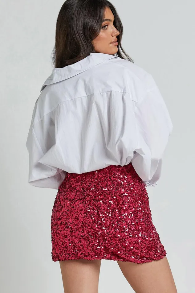 Ingrid Mini Skirt 8211 Sequin Skirt In Fuchsia Women Showpo Skirts