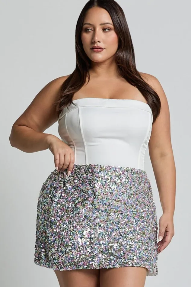 Ingrid Mini Skirt 8211 Sequin Skirt In Rainbow Silver Women Showpo Skirts